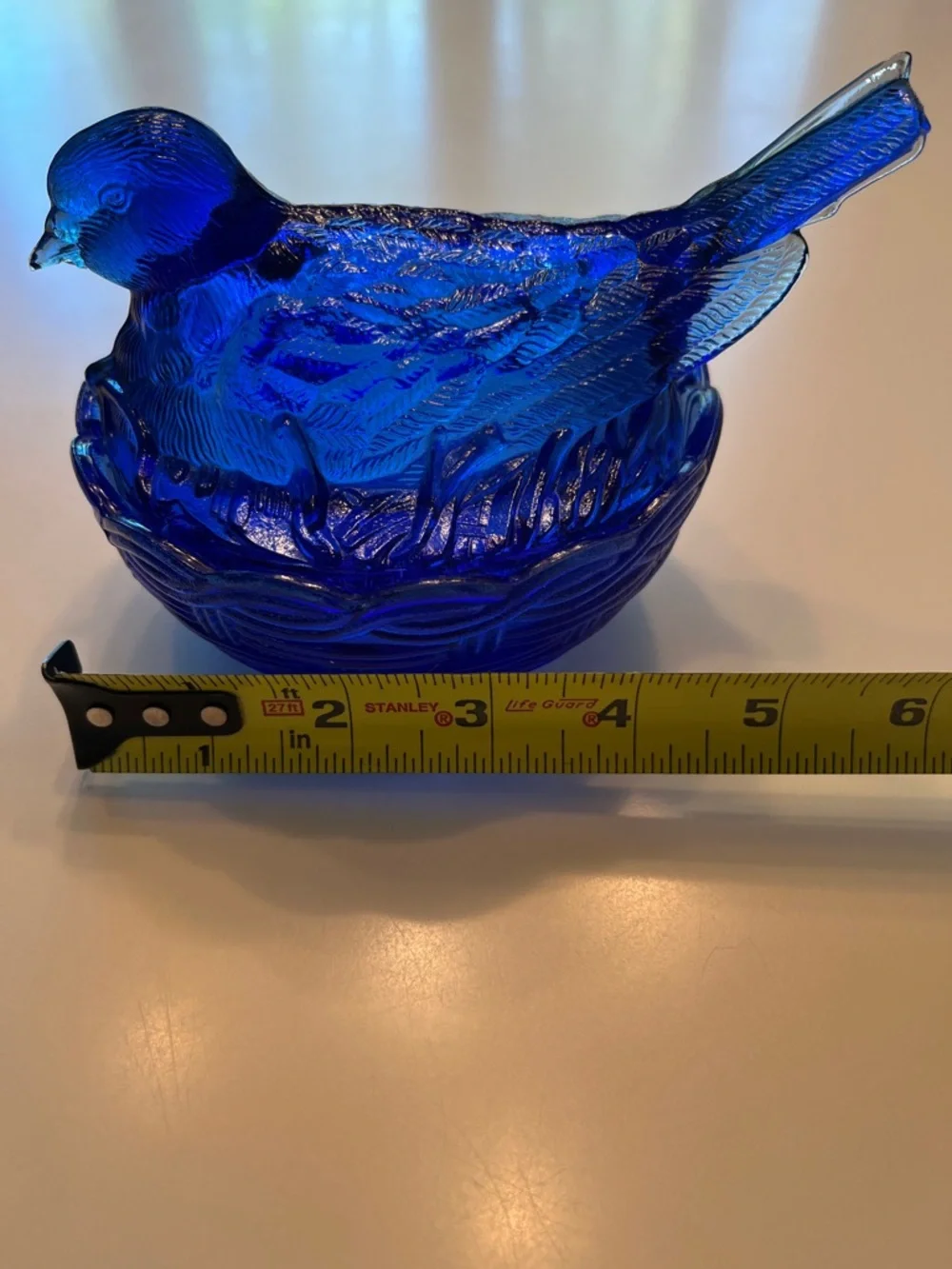 Cobalt Blue Bird On Nest 2 Piece Lidded Candy Dish Dove Robin